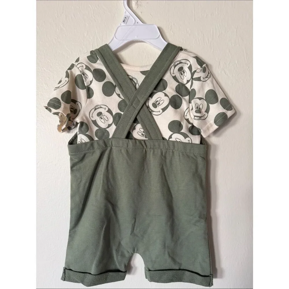 Mickey Mouse Olive Green Romper Set
